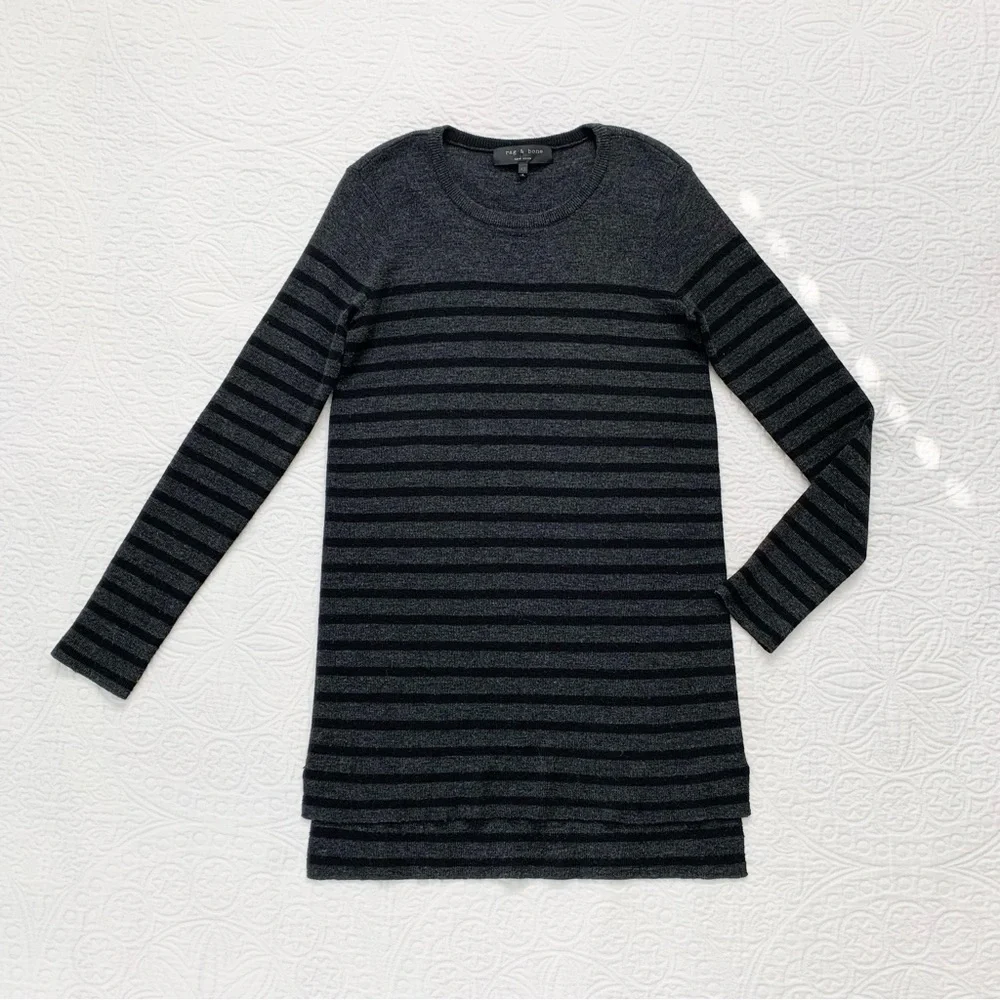 rag & bone Merino Wool Tunic / Mini‎ Sweater Dress, Charcoal and Black